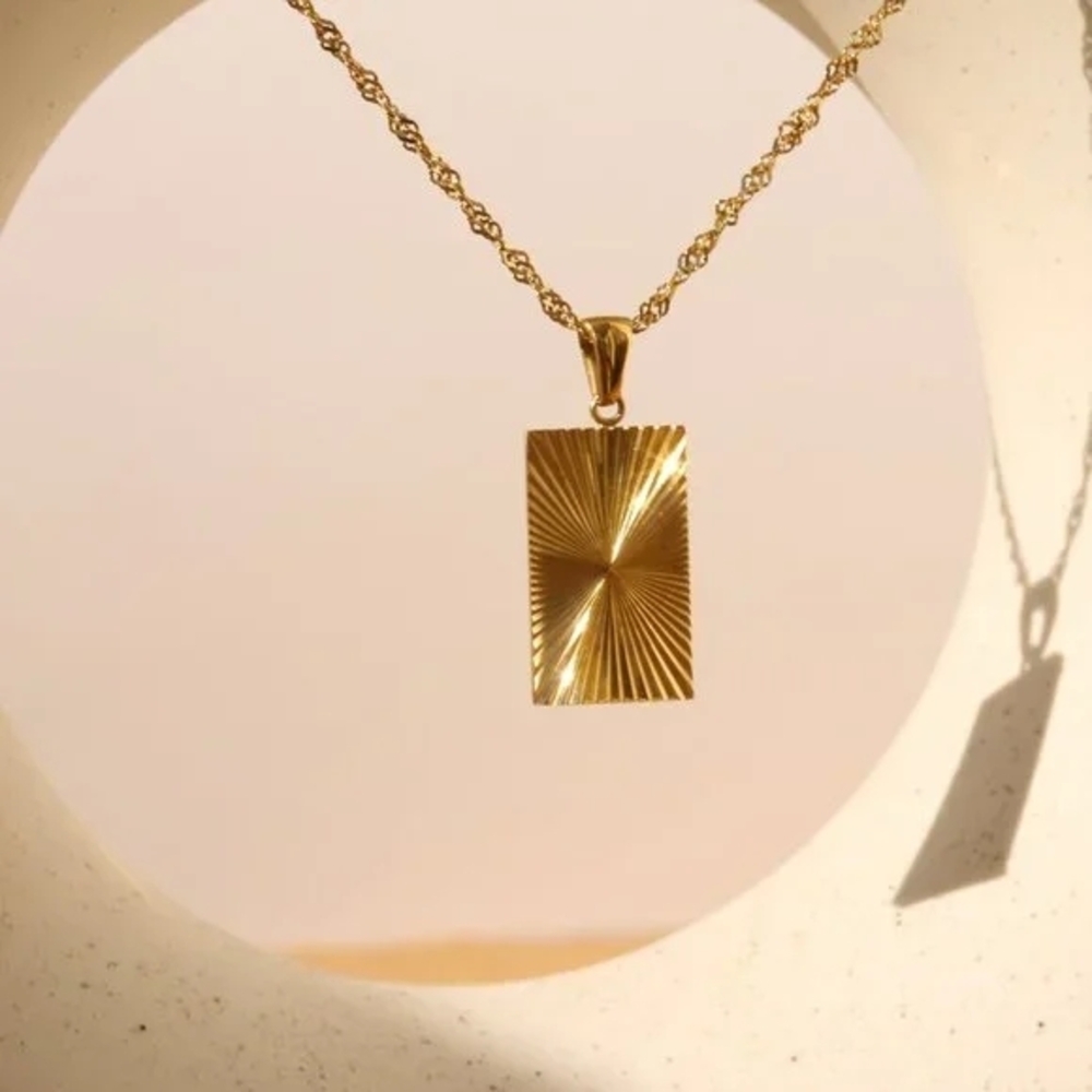 14K Gold Filled Sun Dial Bar Necklace